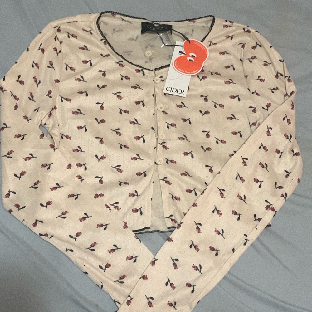 Cider- Round Neckline Multicolour Floral Long Sleeve Top
